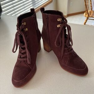 “Violet & Red” Jarvis Burgundy Suede lace up boots size 8.5